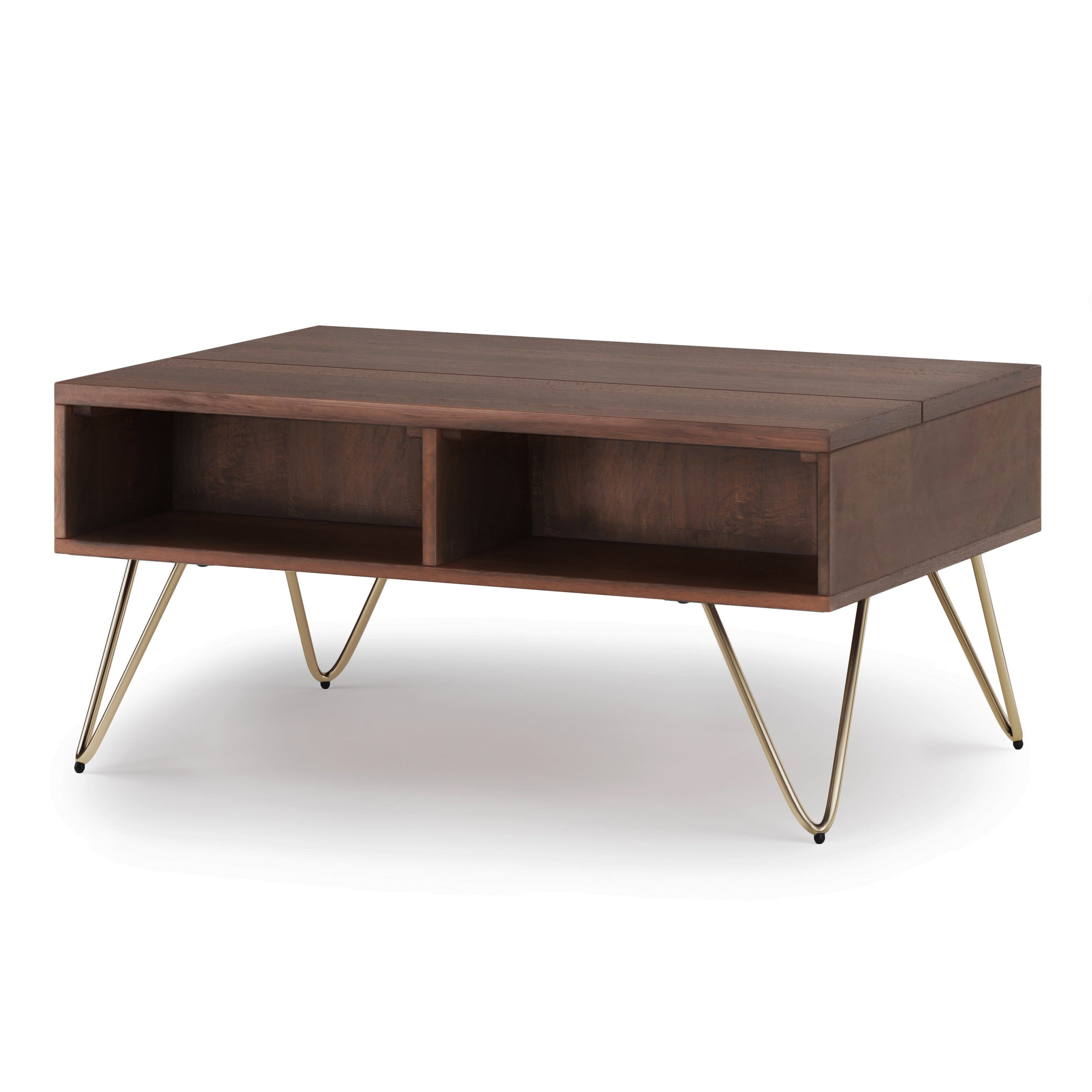 Simpli Home – Hunter Small Lift Top Coffee Table – Umber Brown and Gold Sansujyuku sansujyuku.com