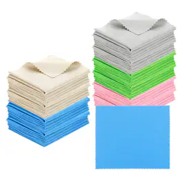 Unique Bargains - Eyeglass Microfiber Cleaning Cloth 7"x6", 50pcs Soft Wipe for Lens, Eyeglasses, Screens - Yellow/Green/Blue/Gray/Pink