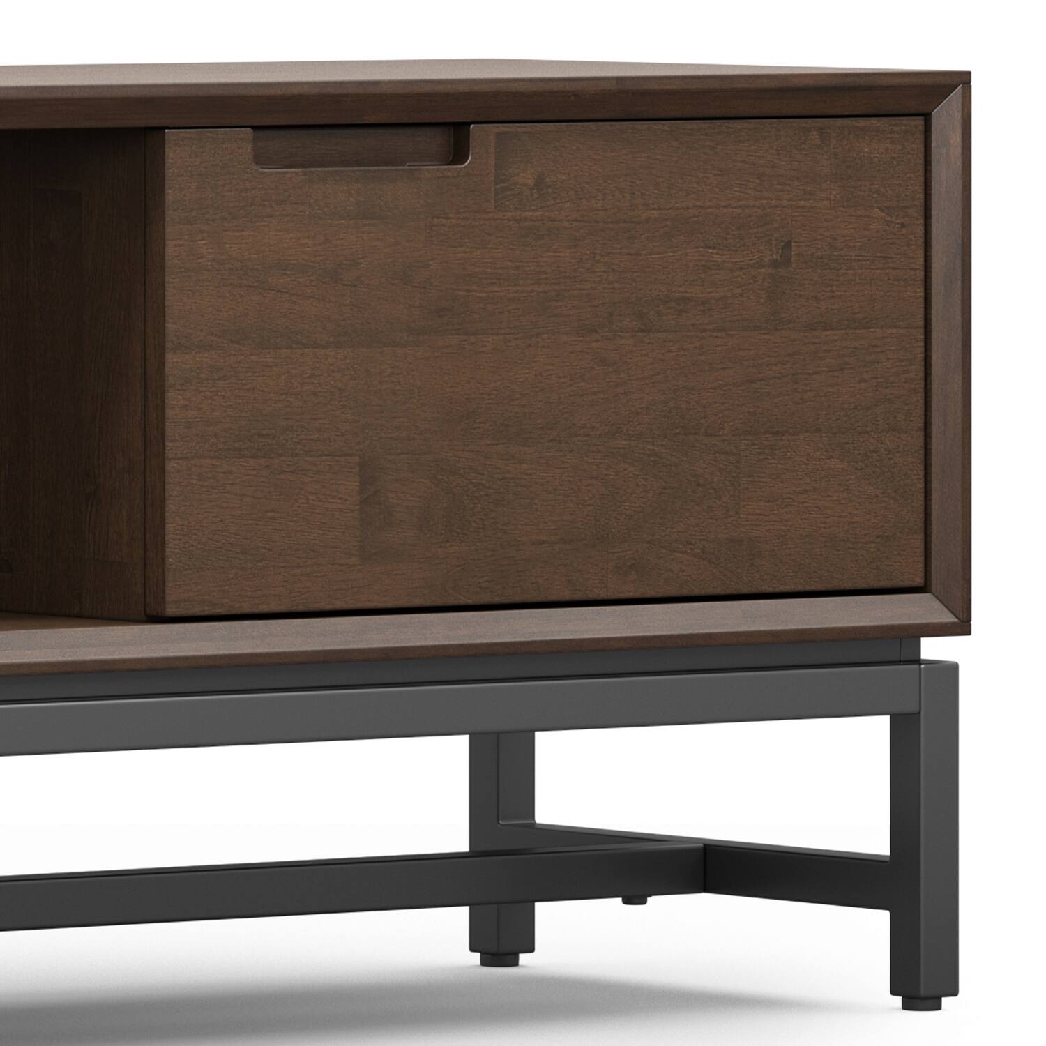 Alt View 9. Simpli Home - Banting SOLID HARDWOOD 72 inch Low TV Stand in Walnut Brown For TVs up to 80 inches - Walnut Brown.