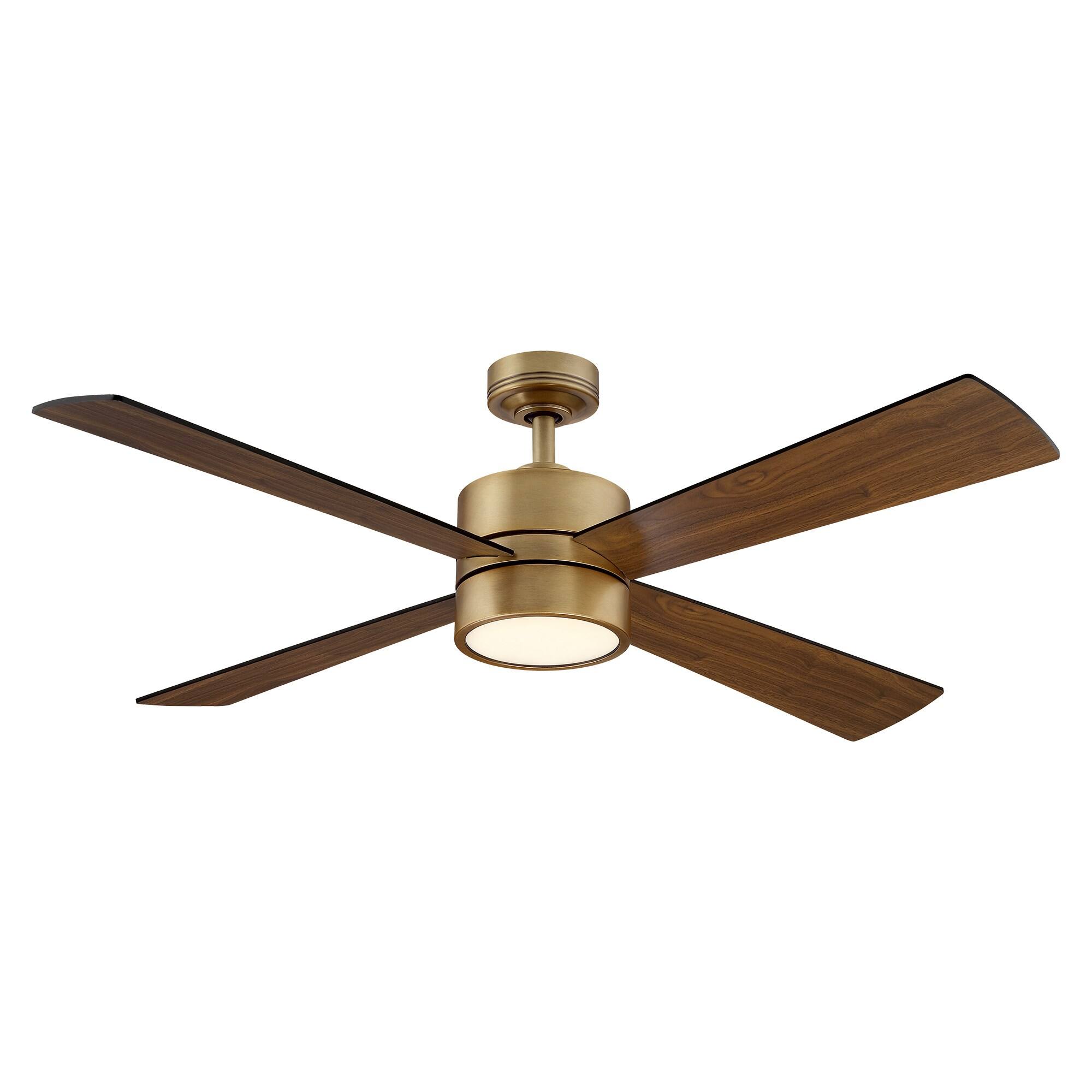 Alt View 7. Parrot Uncle - 52" Antique Brass Ceiling Fan with LED Light and Remote - Brass.