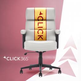 Click365 - Executive Ergonomic Office Chair with Lumbar Support Adjustable Height & Tilt Back Computer Desk Chair with Padded Arms - Light Gray