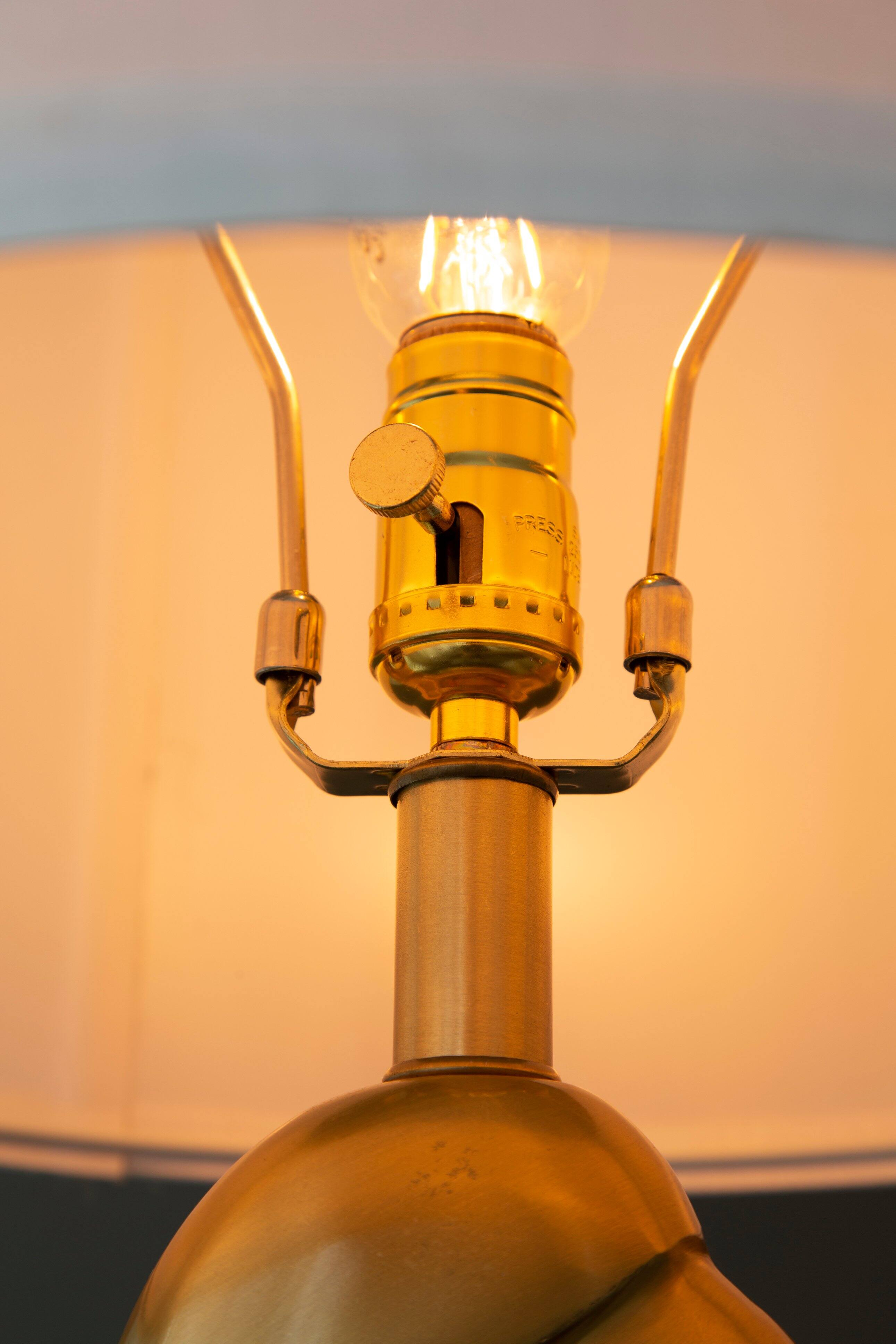 Alt View 2. Dexmalle - Dexmalle-Table Lamp with White Drum Shade- Gold Geode Shaped.