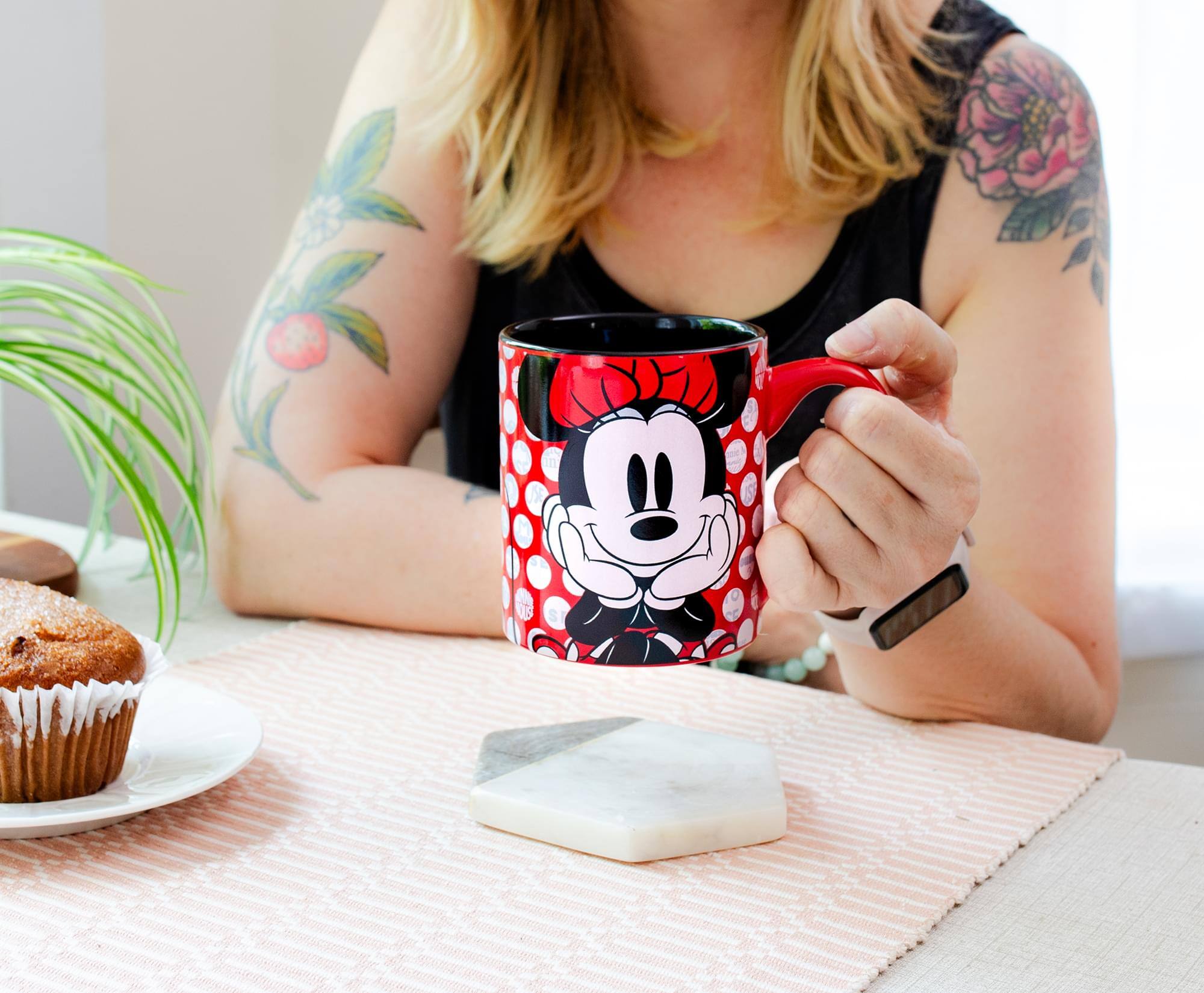 Alt View 5. Disney - Disney Minnie Mouse Rock the Dots Ceramic Coffee Mug | Holds 14 Ounces - Red.