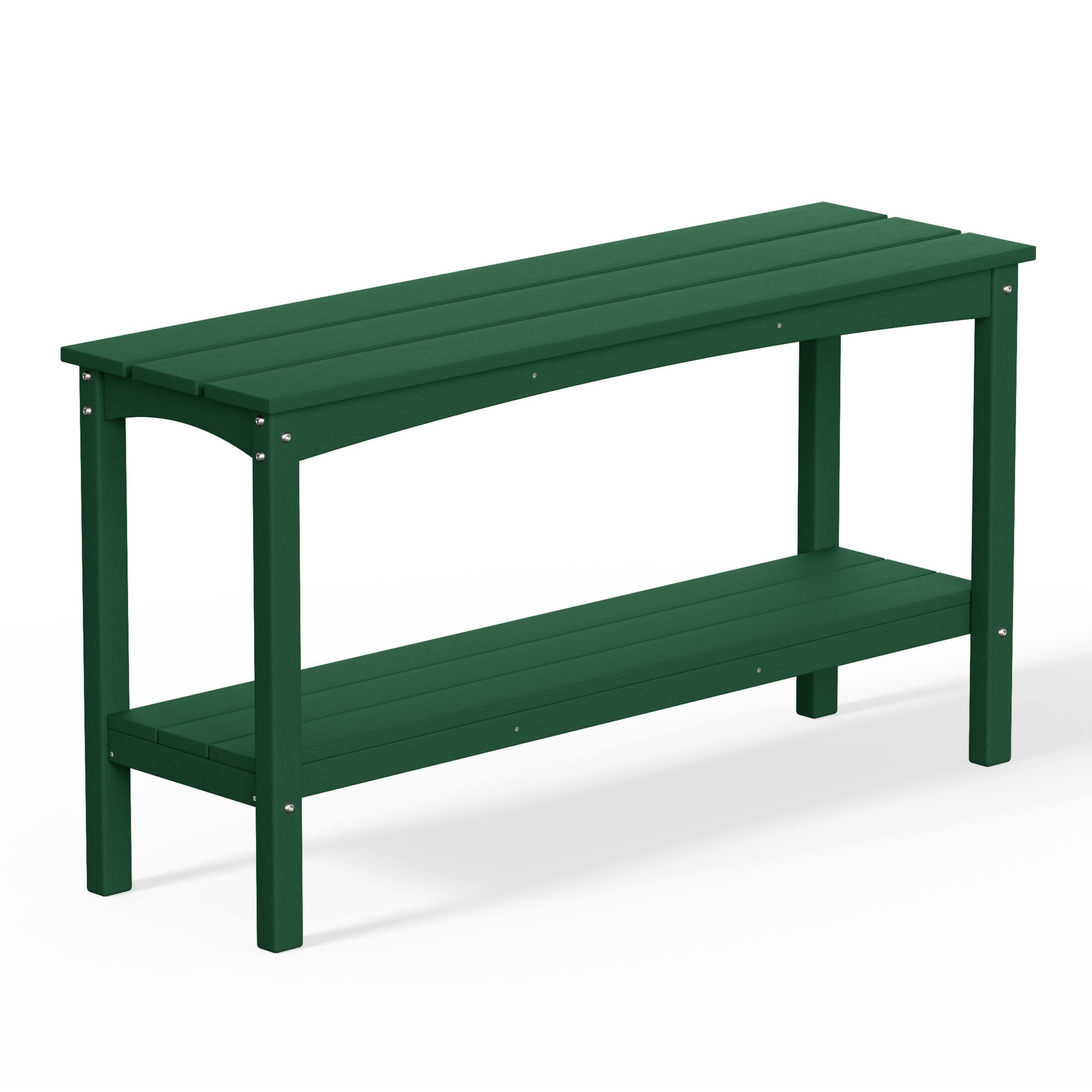 Left. WestinTrends - WestinTrends Malibu 55" Outdoor Patio HDPE Adirondack 2-Tier Shelf Console Table - Dark Green.