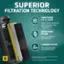 Superior Filtration Technology:

* UV Sanitizing: Helps reduce airborne germs, viruses, and mold spores.
* HEPA Pure Filter: Captures 99.97% of particles.
* Carbon Filter: Absorbs everyday household odors.
* Tested with Staphylococcus Albus, Escherichia Coli, Aspergillus Niger, and Phi-X174.
* Down to 1 micron (600x smaller than a human hair).