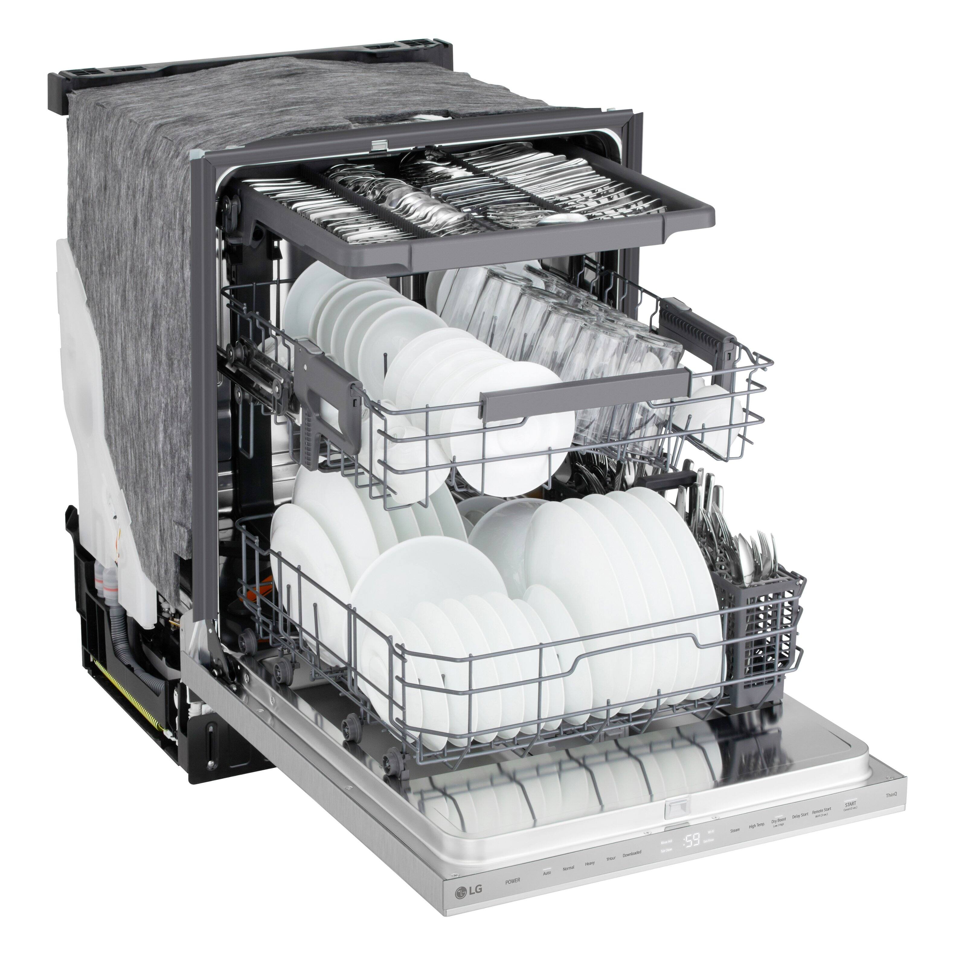 Alt View 11. LG - FlushFit 24" Top Control Smart Built-In Stainless Steel Tub Dishwasher with 3rd Rack, 1-Hour Wash & Dry Cycle and 46dBA - PrintProof Stainless Steel.