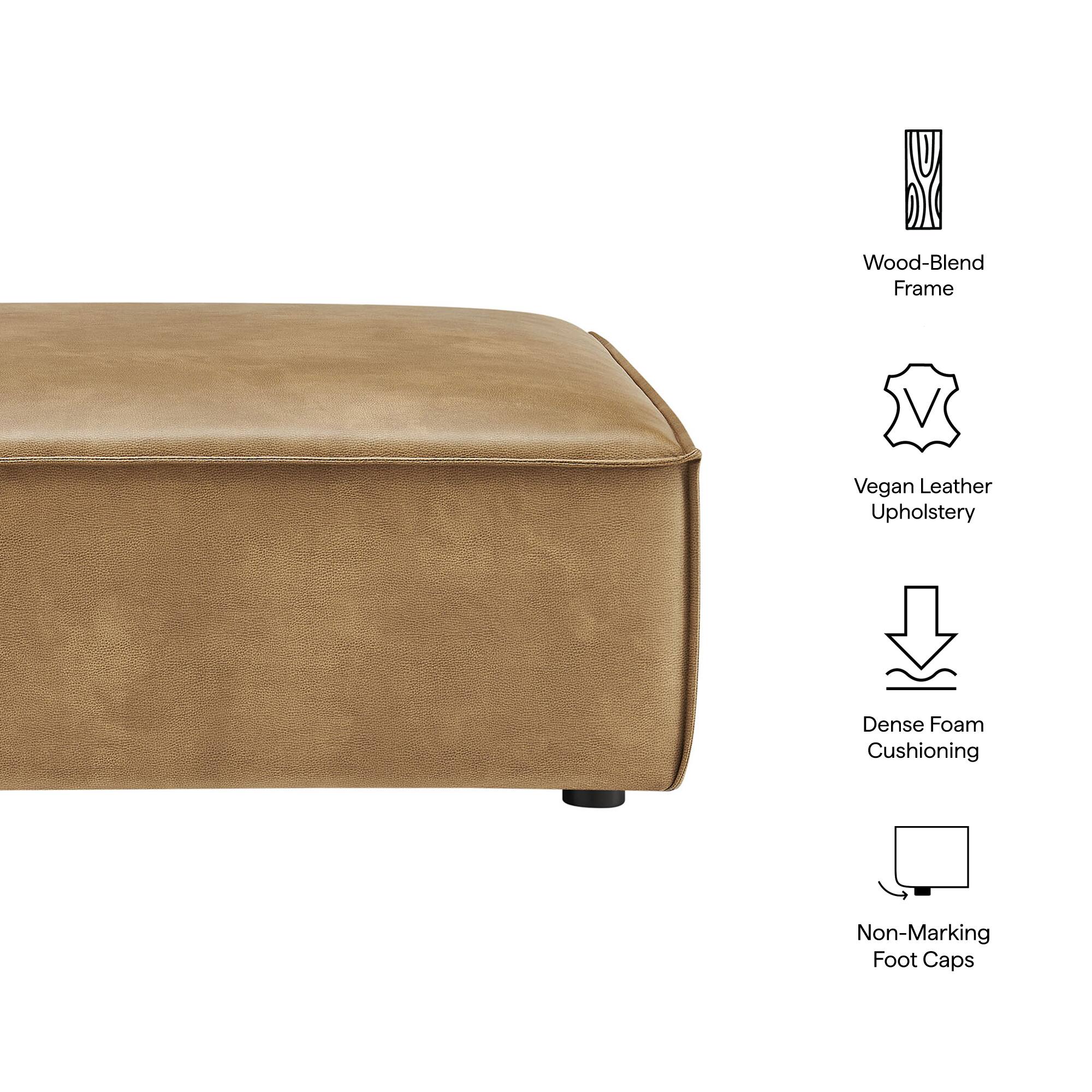 Wood-Blend Frame  
Vegan Leather Upholstery  
Dense Foam Cushioning  
Non-Marking Foot Caps