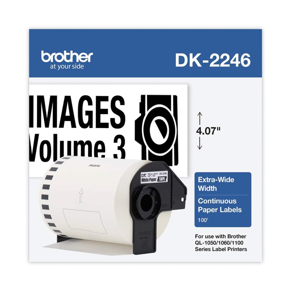 Brother - P-Touch DK2246 DK2246 4.07 in. x 100 ft. Label Tape - Black on - White