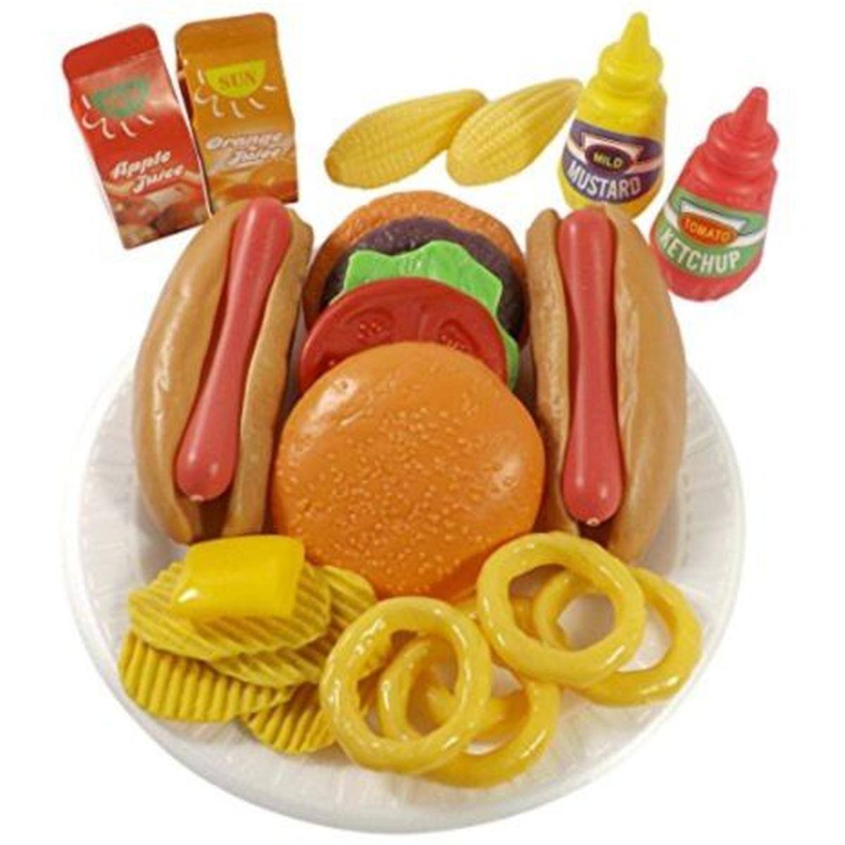 JuzToys Play Food Sets for Kids Kitchen, 30pcs Kitchen Toys with