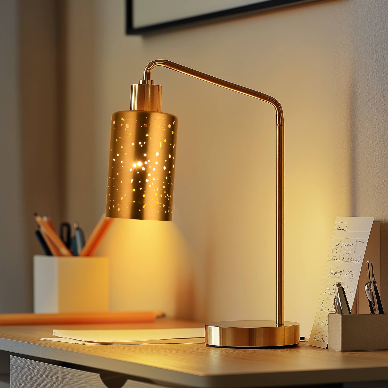 Alt View 1. Alucset - 4 Pack Pendant Light Shades, Laser Starry Sky Design Cylinder Metal Lampshades with Antique Brass Exterior Gold Interior - Antique Brass & Gold.