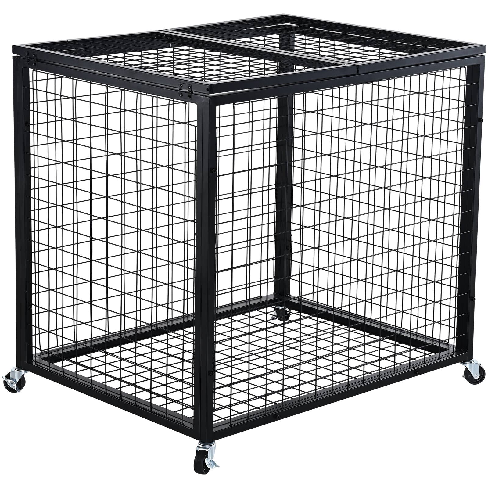 Alt View 5. VEVOR - Rolling Sports Ball Storage Cart, Basketball Cage with Double Lids, Sport Equipment Holder Organizer for Indoor Outdoor - Black.