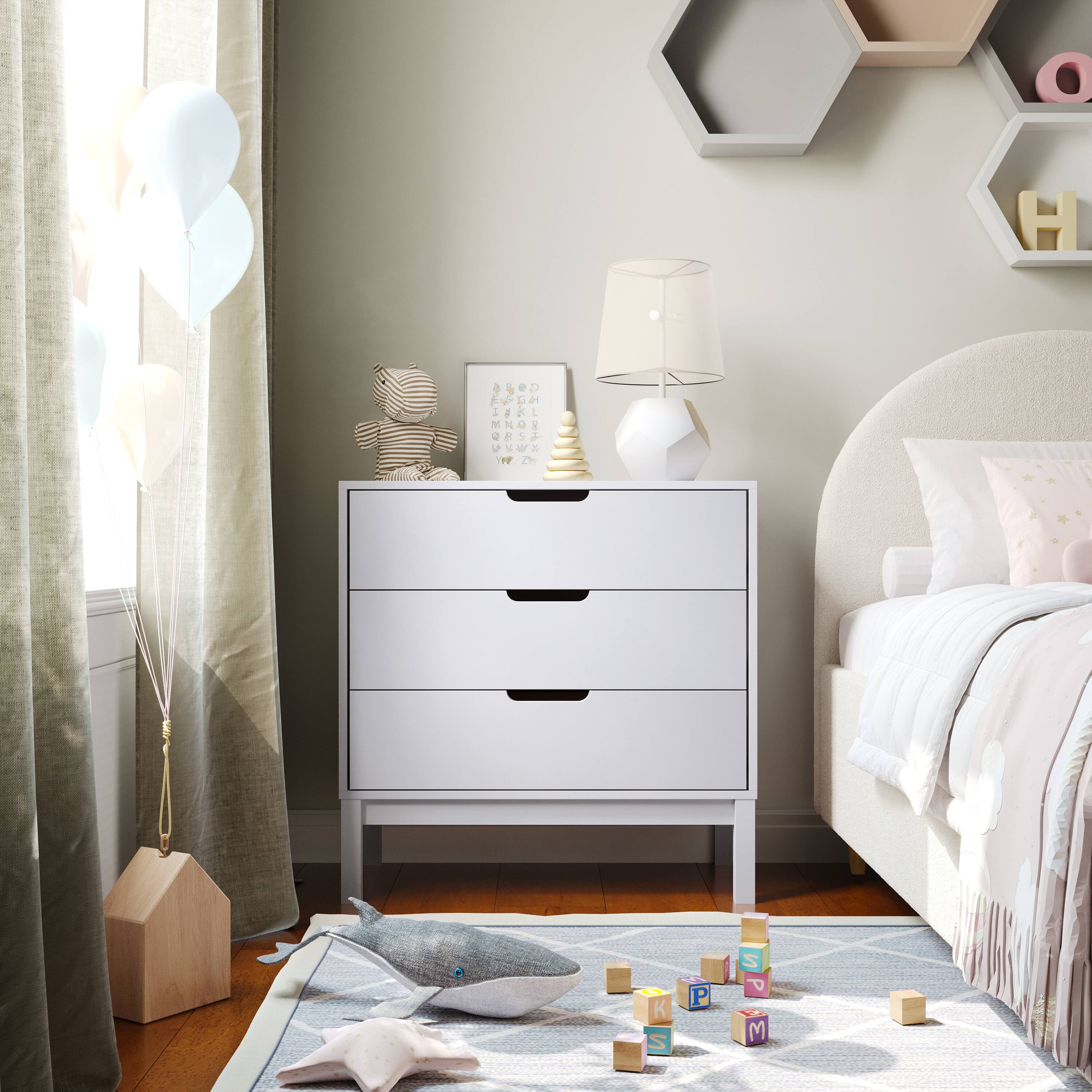 Alt View 1. Flash Furniture - Dallas Wooden 3-Drawer Dresser for Bedroom, Chest of Drawers for Kids in White - White.