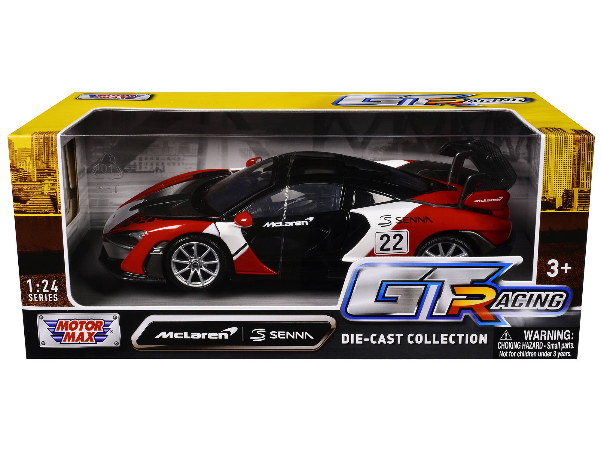 1:24 SERIES MOTOR MAX 2 3 SENNA McLaren 22 3+ GT RACING McLaren 3 SENNA DIE-CAST COLLECTION ! WARNING: CHOKING HAZARD- Small parts. Not for children under 3 years.