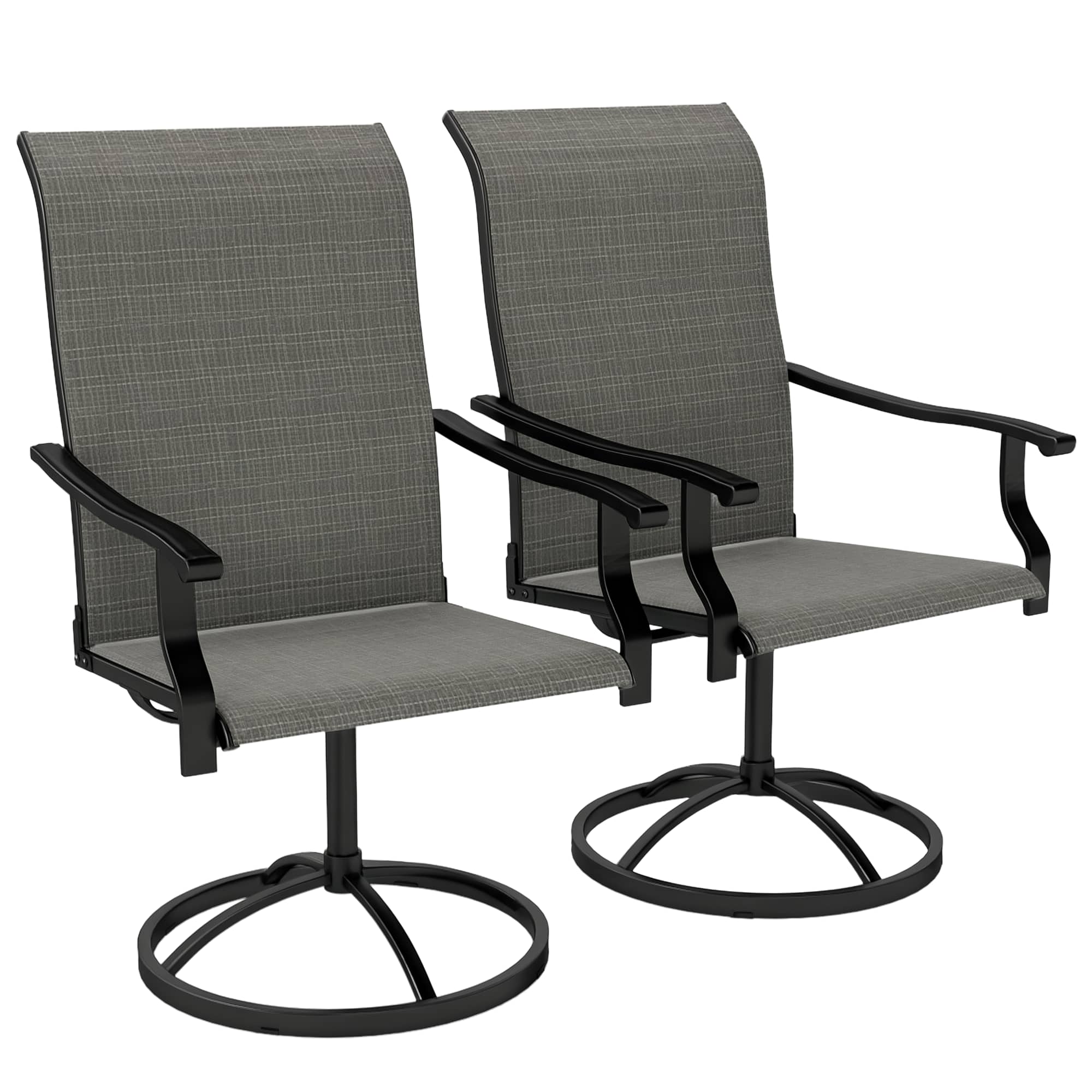 Outsunny - Outdoor Patio Swivel Chairs Set of 2, High Back Patio Dining Chairs with All-Weather Mesh Fabric and Metal Frame - Gray