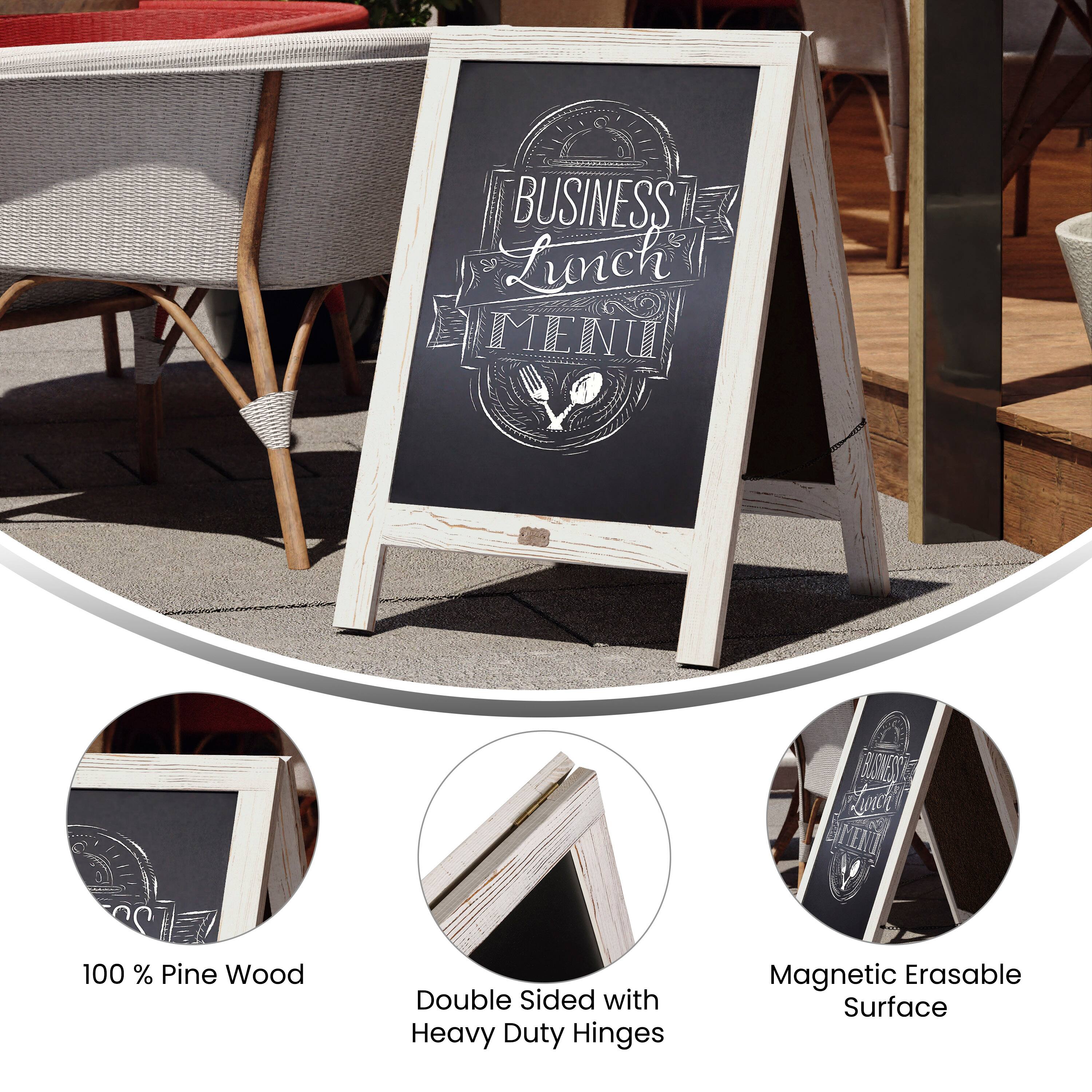 BUSINESS Lunch MENU  
BRANES  
100% Pine Wood  
Double Sided with Heavy Duty Hinges  
Magnetic Erasable Surface