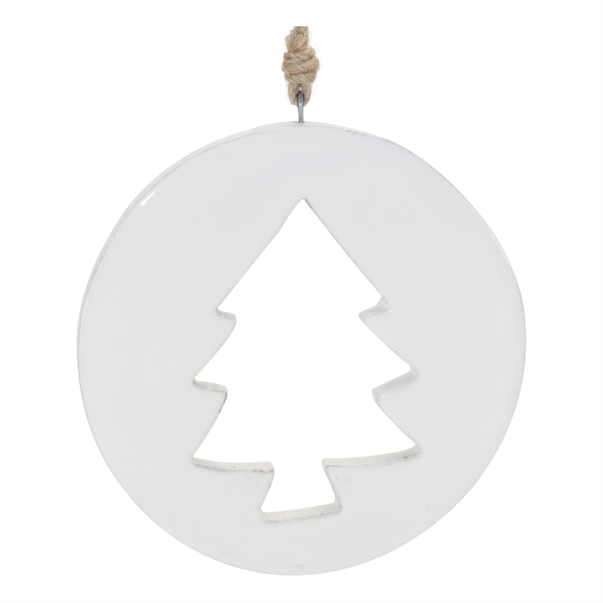 Left. BreeBe - White Wood Pine Tree Cut-Out Ornament (Set of 12) - white.