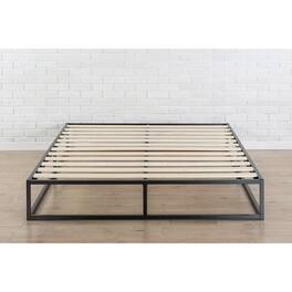 Hivvago - King size Modern 10-inch Low Profile Metal Platform Bed Frame with Wood Slats - Natural