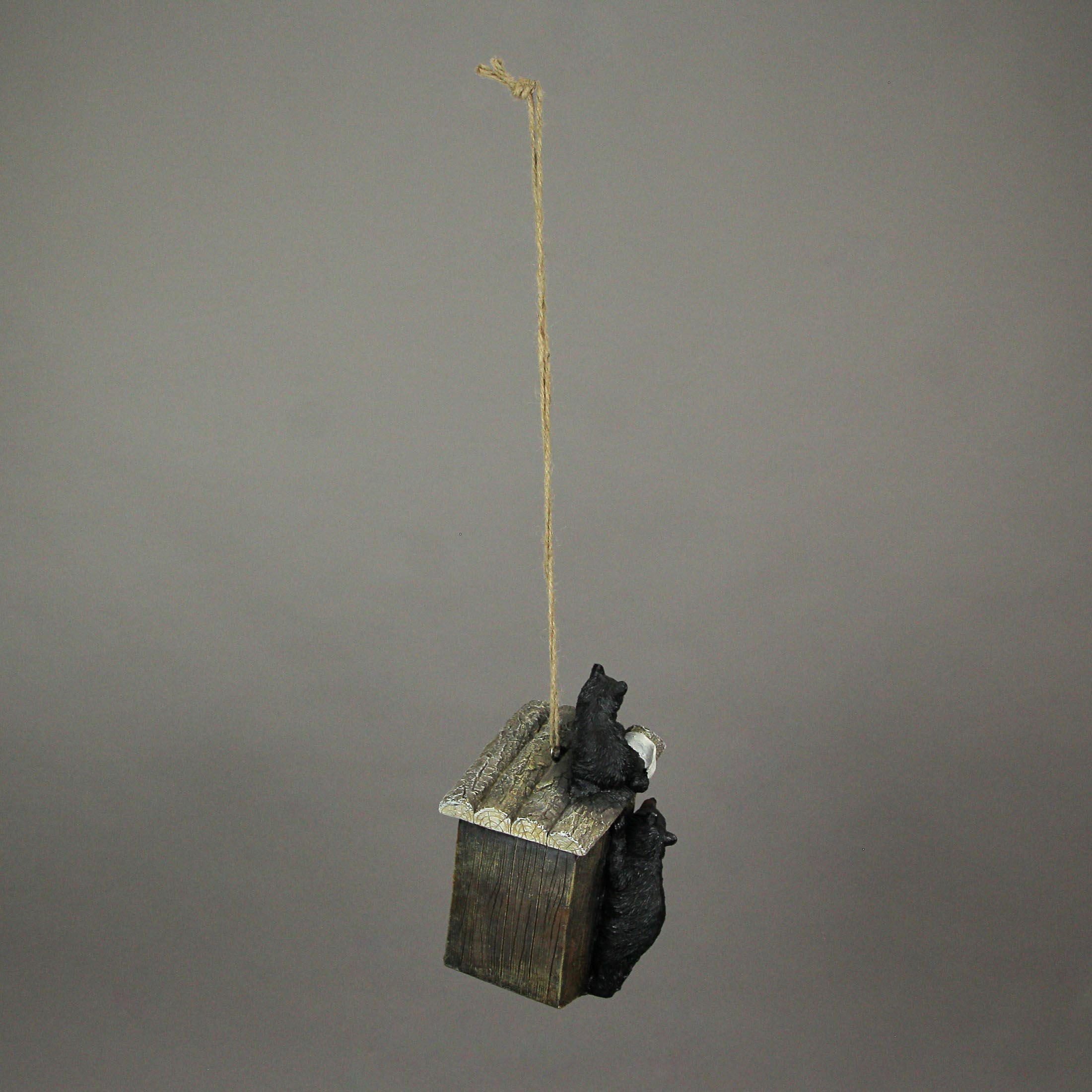 Alt View 2. Things2Die4 - Resin Black Bear Climbing Outhouse Decorative Hanging Birdhouse Cabin Home Decor - Multicolored.