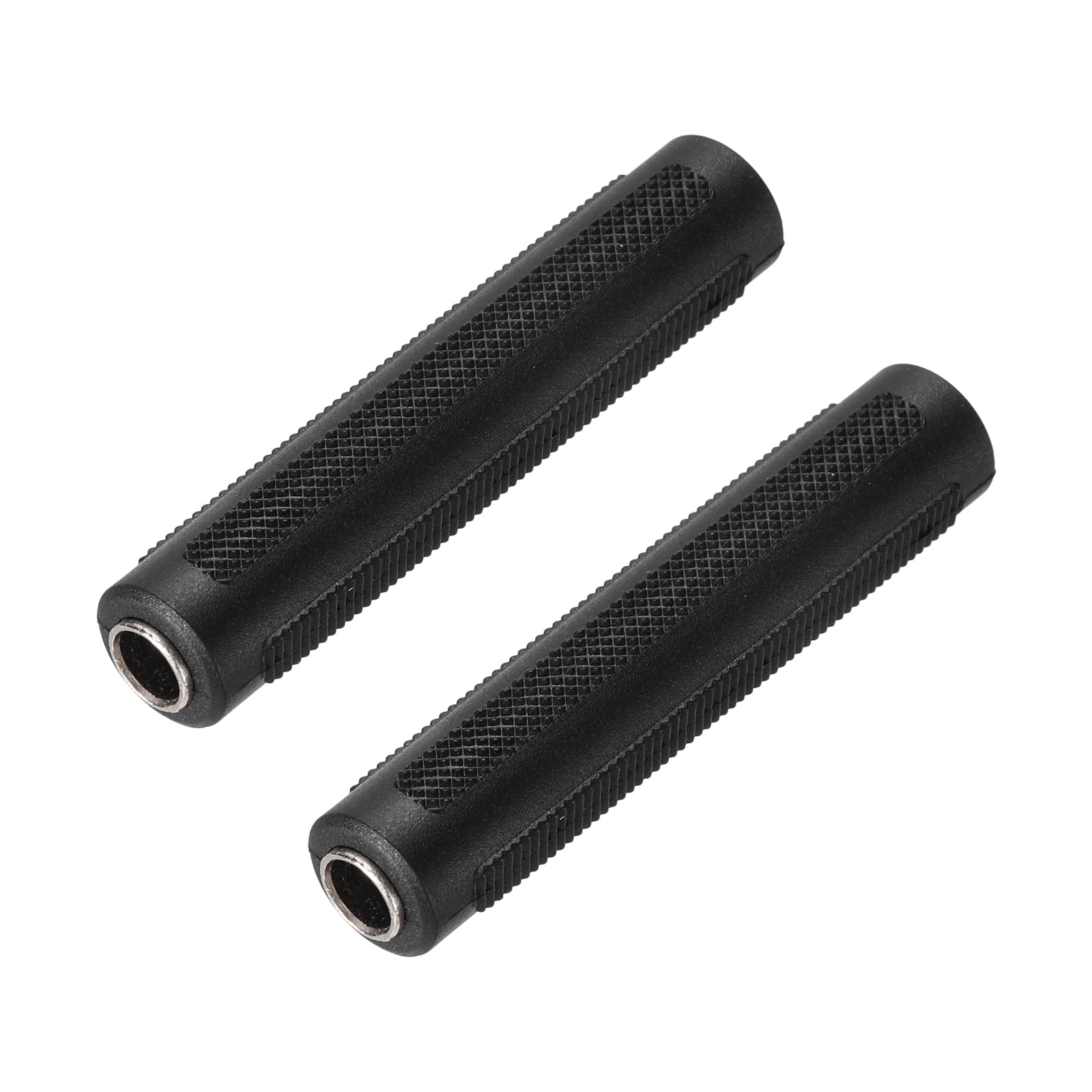 Unique Bargains - 2pcs 6.35mm F to 6.35mm F Coupler Zn Alloy Ni Plated Stereo TRS for Audio/HP/Spkr/Player/Video Rcvr/Sound - Black