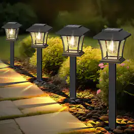 Dazzed Corner - 16-Pack LED Solar Pathway Lights, Dusk-to-Dawn for Yard & Walkway - Black