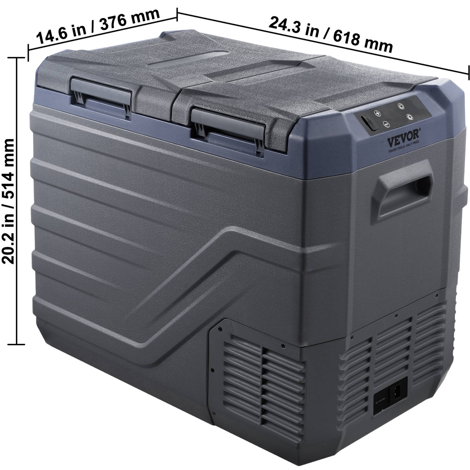 20.2 in / 514 mm, 14.6 in / 376 mm, 24.3 in / 618 mm, VEVOR