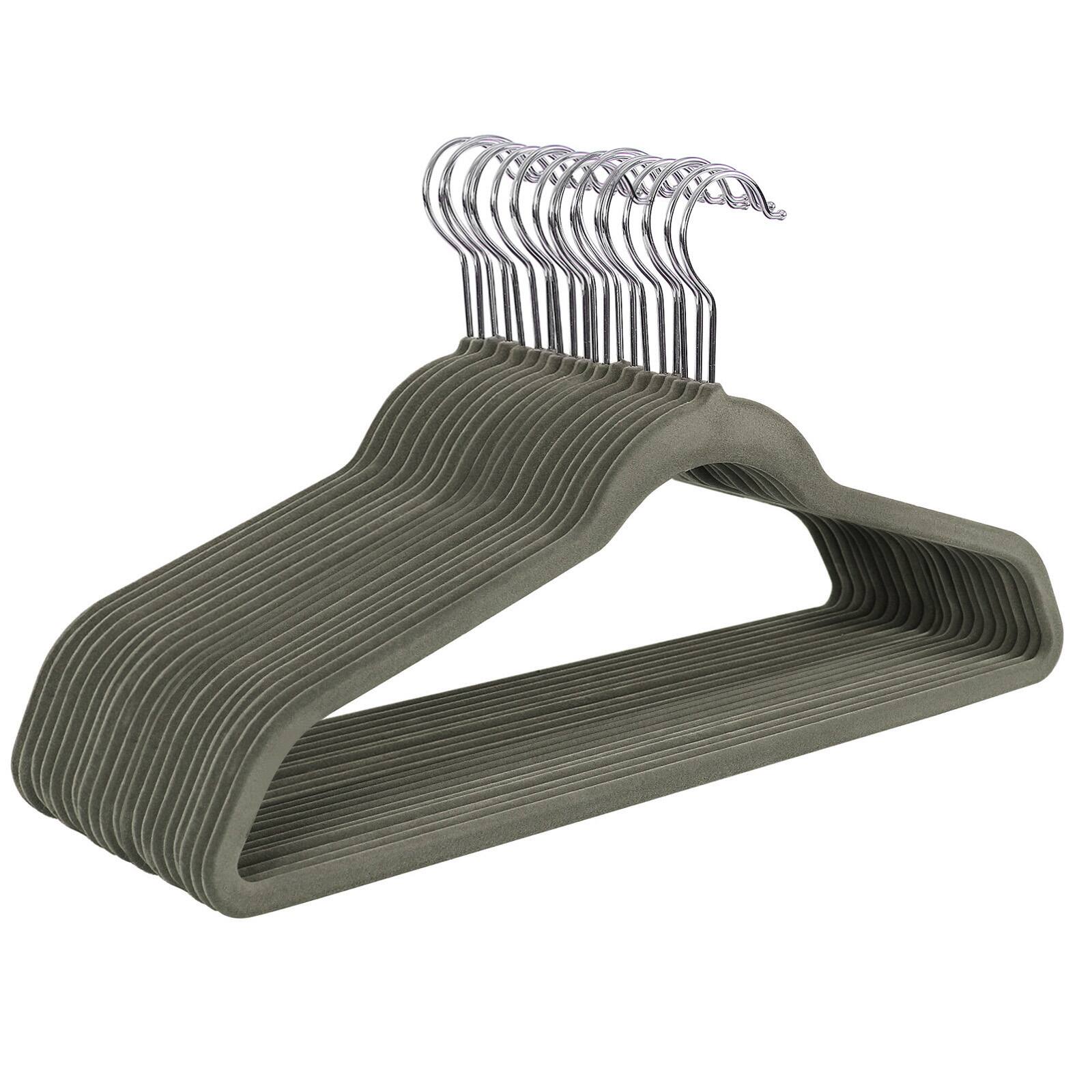 Front. Songmics Home - Clothes Hangers, Pack of 50 Plastic Coat Hangers, Space-Saving, 0.2 Inches Thick, 17.7 Inches Wide, 360° Swivel Hook - Light Gray and Dark Gray.