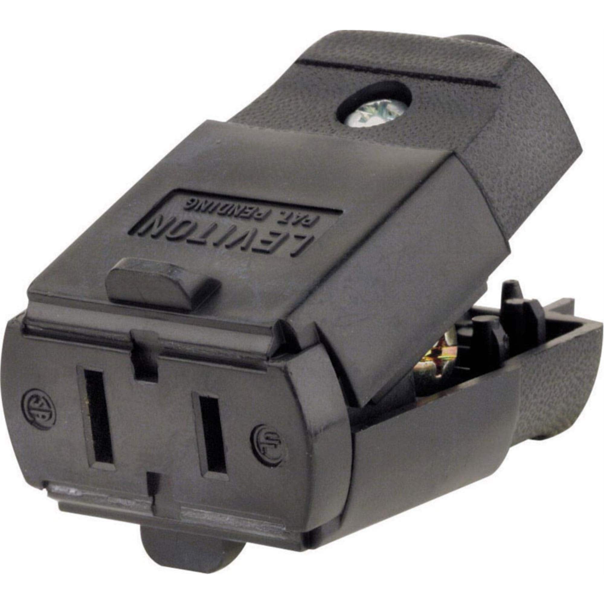 Leviton - 102-EP 15 Amp 125V 2P 2W Straight Blade Non-Grounding Connector Residential Grade - Black