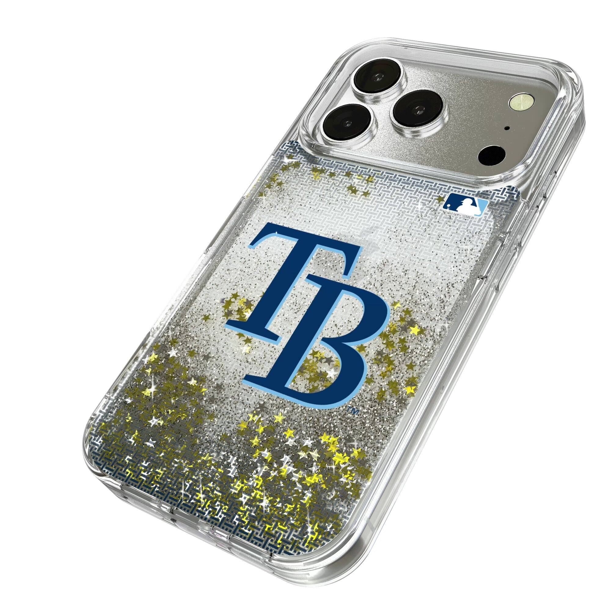 Alt View 1. Keyscaper - Tampa Bay Rays Linen Logo iPhone Glitter Case - 14 - Multicolor.