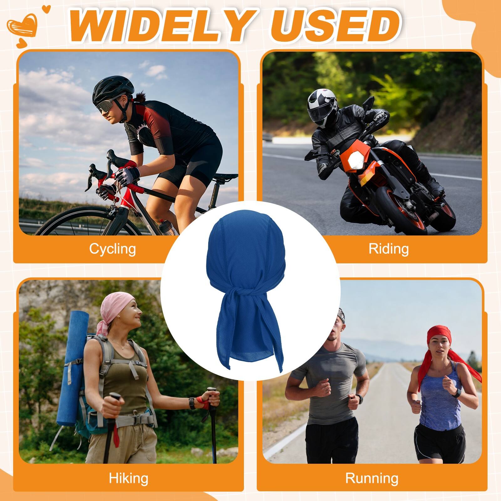 WIDELY USED

Cycling  
Riding  
Hiking  
Running