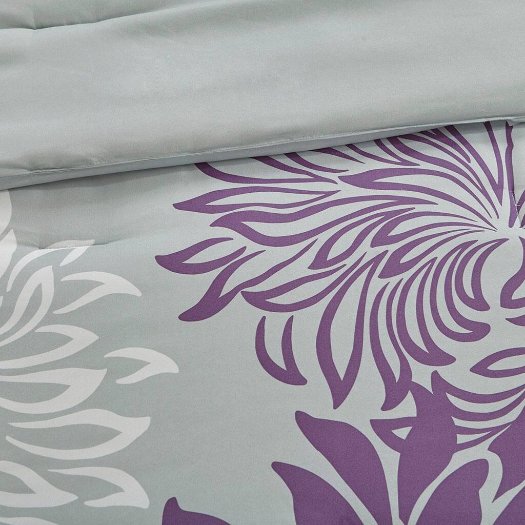 Alt View 5. Gracie Mills - Gracie Mills Willie 9-Piece Floral Comforter Set with Cotton Sheets - Purple.