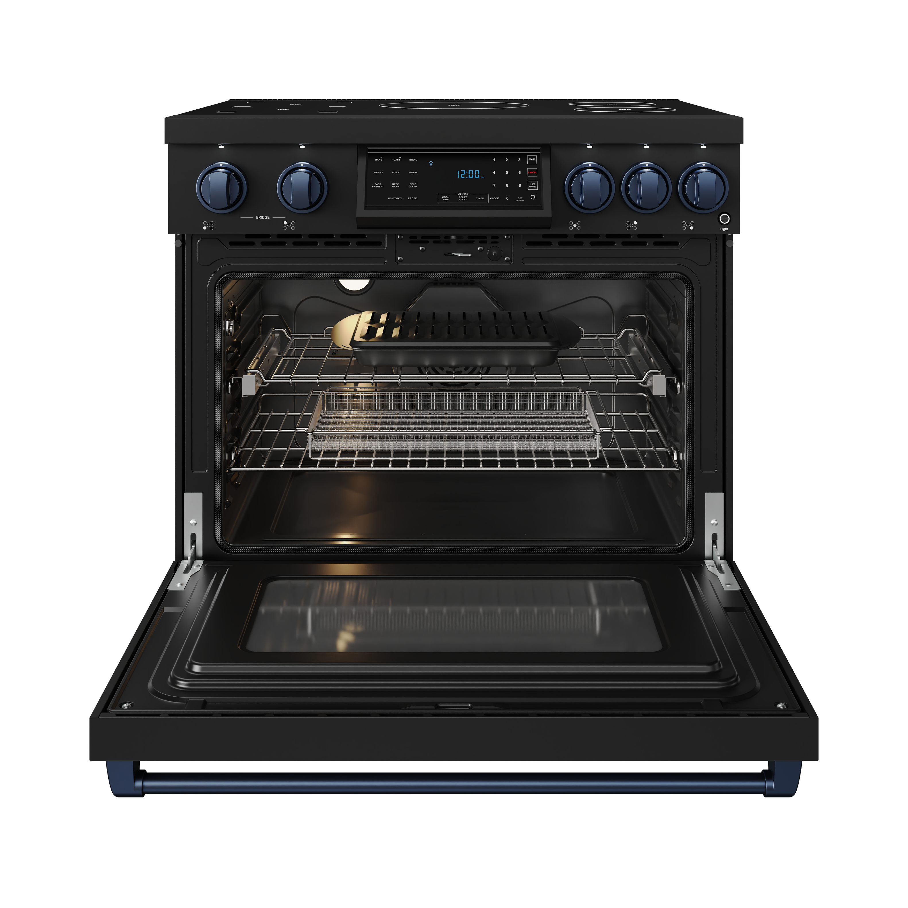 Alt View 1. Thor Kitchen - Gordon Ramsay Series by Thor Kitchen 6.0 Cu. Ft Freestanding Induction Range with Navy Blue Hardware - Matte Black.