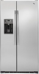 GE - 21.9 Cu. Ft. Side-by-Side Counter-Depth Refrigerator - Stainless steel - Front_Zoom