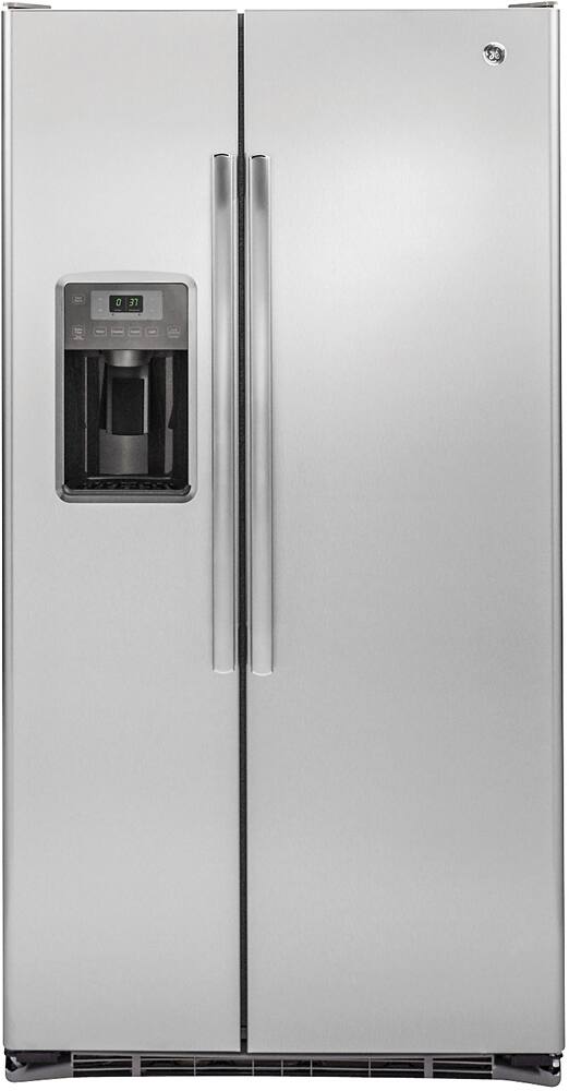 GE - 21.9 Cu. Ft. Side-by-Side Counter-Depth Refrigerator with Integrated Shelf Support System - Stainless Steel