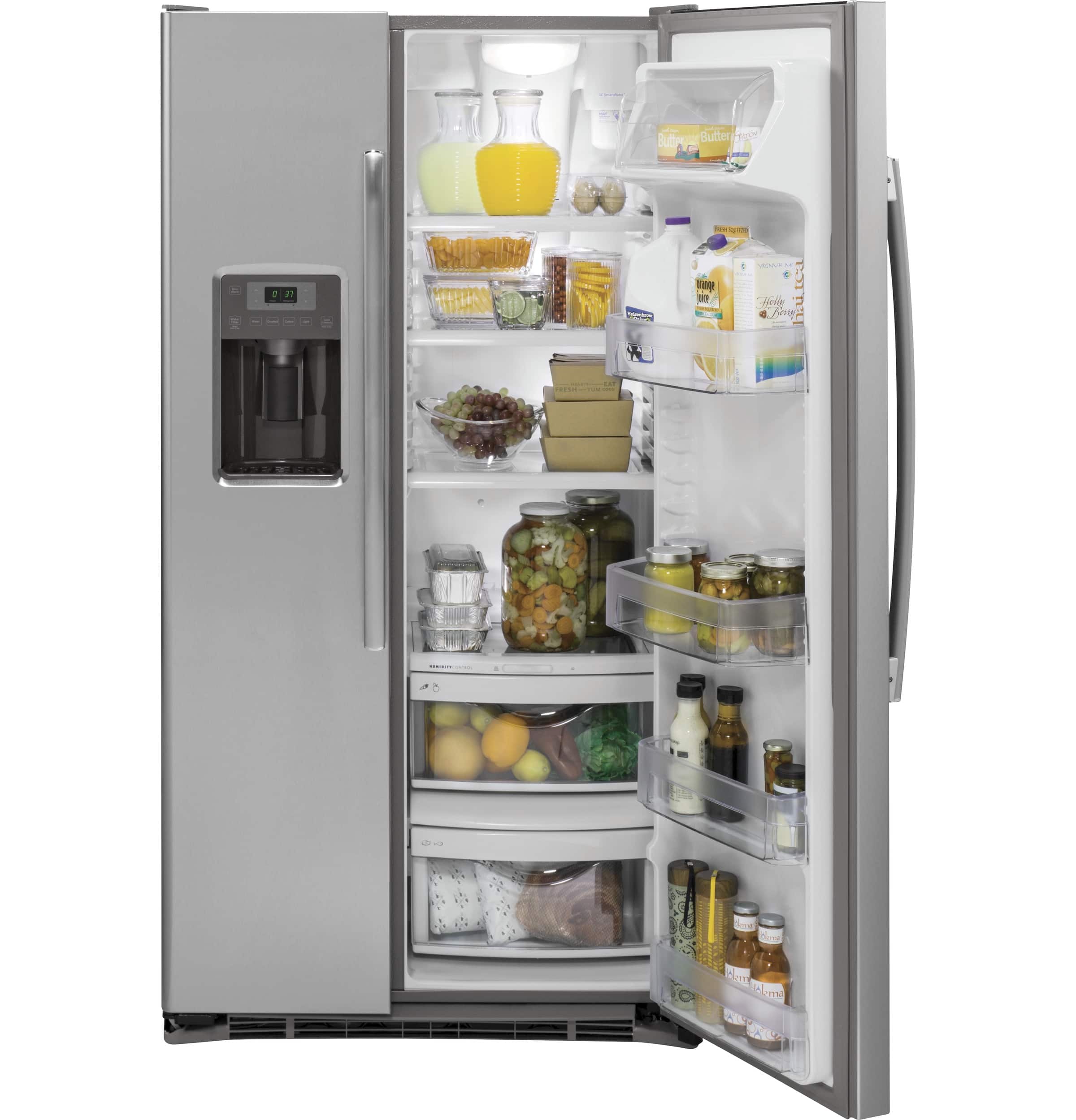Alt View 11. GE - 21.9 Cu. Ft. Side-by-Side Counter-Depth Refrigerator - Stainless Steel.