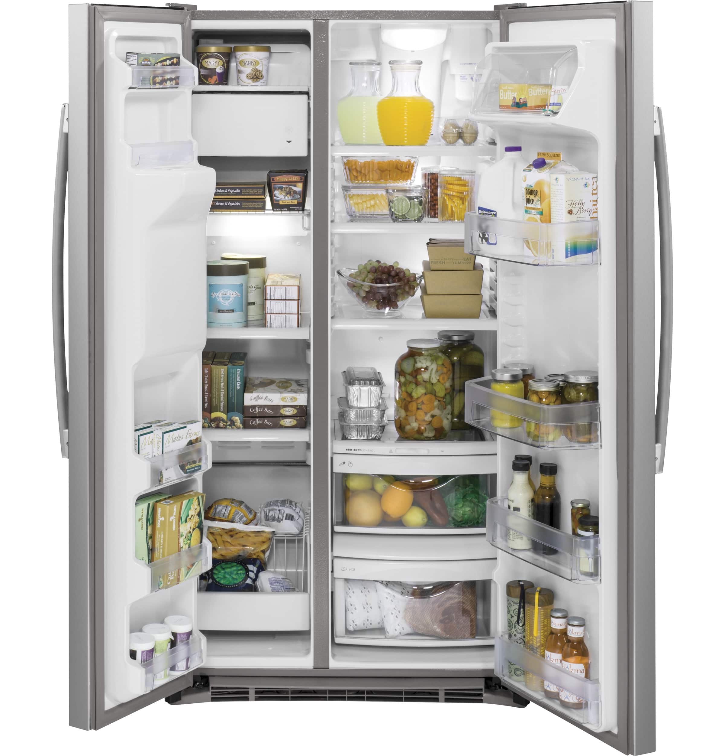 Alt View 12. GE - 21.9 Cu. Ft. Side-by-Side Counter-Depth Refrigerator - Stainless Steel.