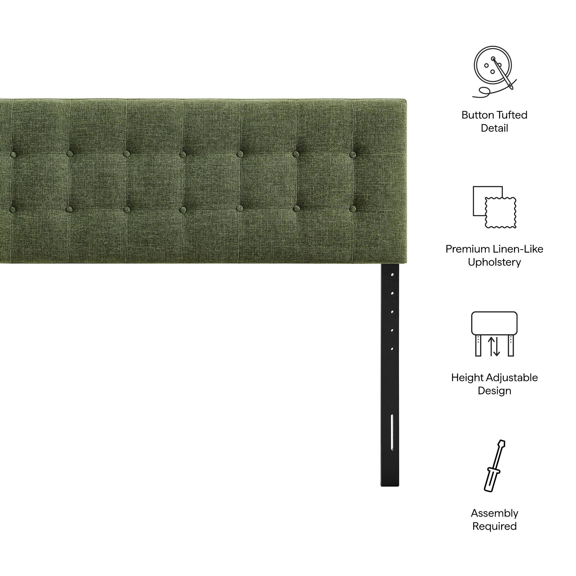 Button Tufted Detail  
Premium Linen-Like Upholstery  
Height Adjustable Design  
Assembly Required