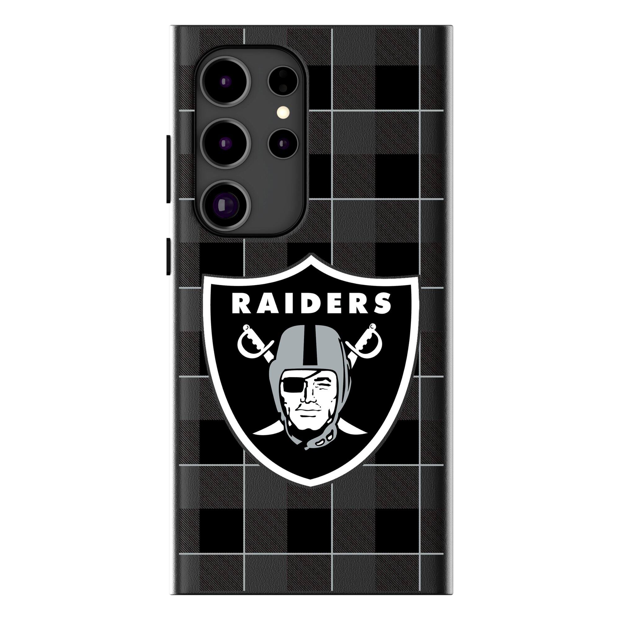 Front. Keyscaper - Las Vegas Raiders Plaid Galaxy Magnetic Bump Case - S24 - Black.