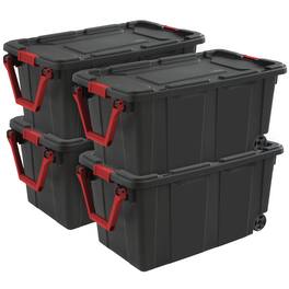 Sterilite - Heavy Duty 40 Gallon Wheeled Industrial Storage Tote, 4-Pack - Black