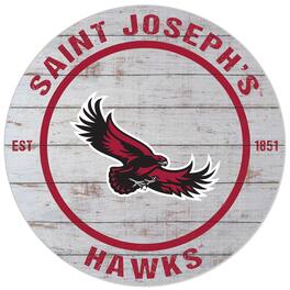 Jardine - Saint Joseph's Hawks 20'' x 20'' Indoor/Outdoor Weathered Circle Sign - White