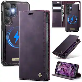UUCOVER - For Samsung Galaxy S26 Ultra Detachable Magnetic Wallet Case, RFID Card Slots Cash Holder Compatible with MagSafe Cover - Purple