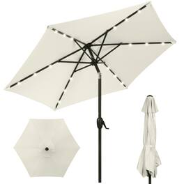 Best Choice Products - 7.5ft Outdoor Solar Patio Umbrella for Deck, Pool w/ Tilt, Crank, LED Lights - Ivory