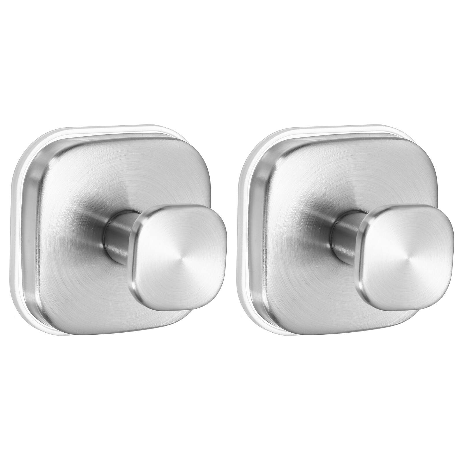 Front. Unique Bargains - 2pcs Suction Cup Hook for Shower, No Drill Stainless Steel Square Hanger, Removable Reusable for Bathroom Kitchen Mirror - Silver.
