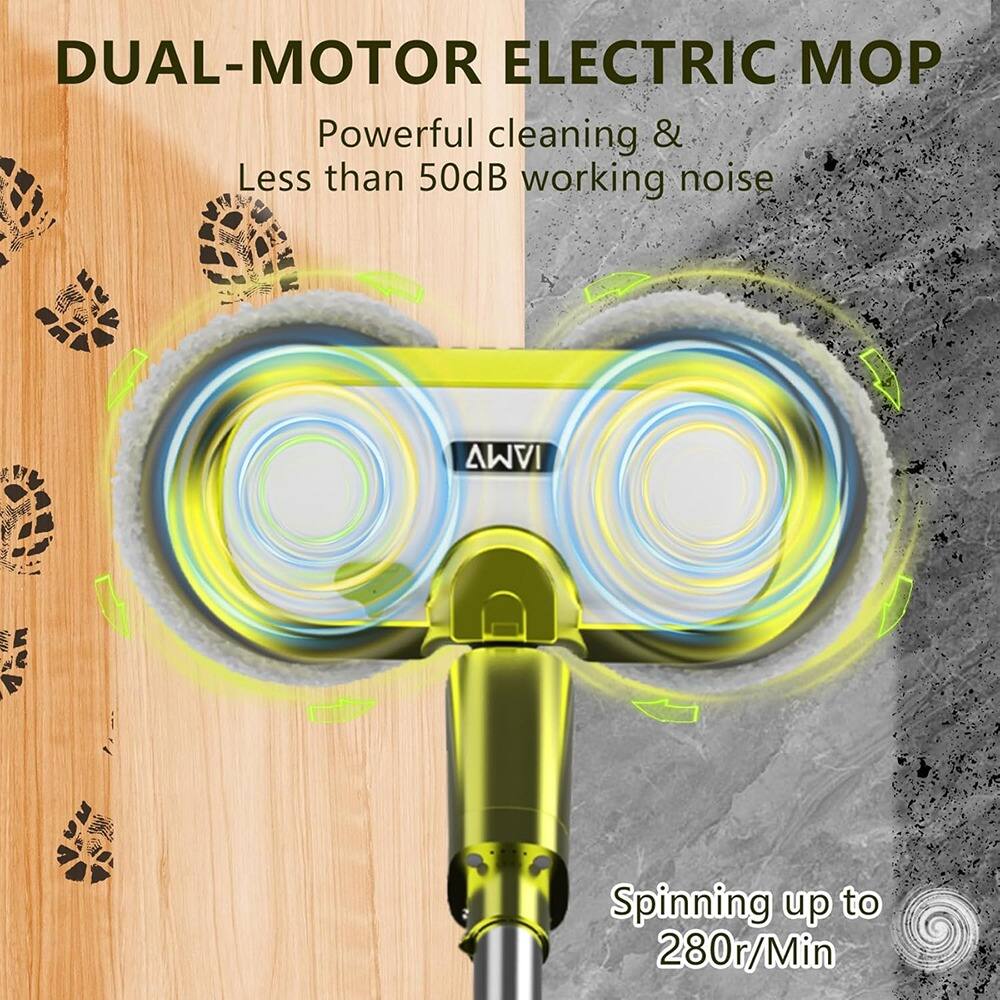 DUAL-MOTOR ELECTRIC MOP  
Powerful cleaning & Less than 50dB working noise  
Spinning up to 280r/Min