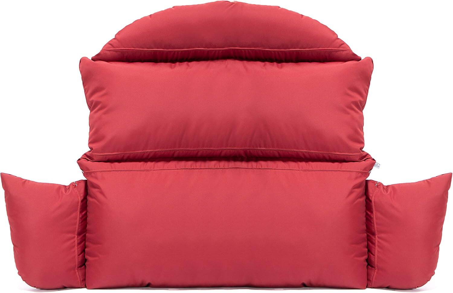 Left. LeisureMod - LeisureMod 2-Person Swing Chair Cushion, Plush Oxford Fabric, Weather-Resistant Hanging Egg Chair Replacement - Red.