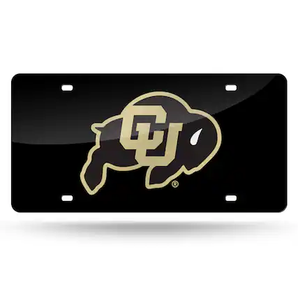 Front. Rico Industries - Colorado Buffaloes Mirrored Laser Cut License Plate Laser Tag - Multi.