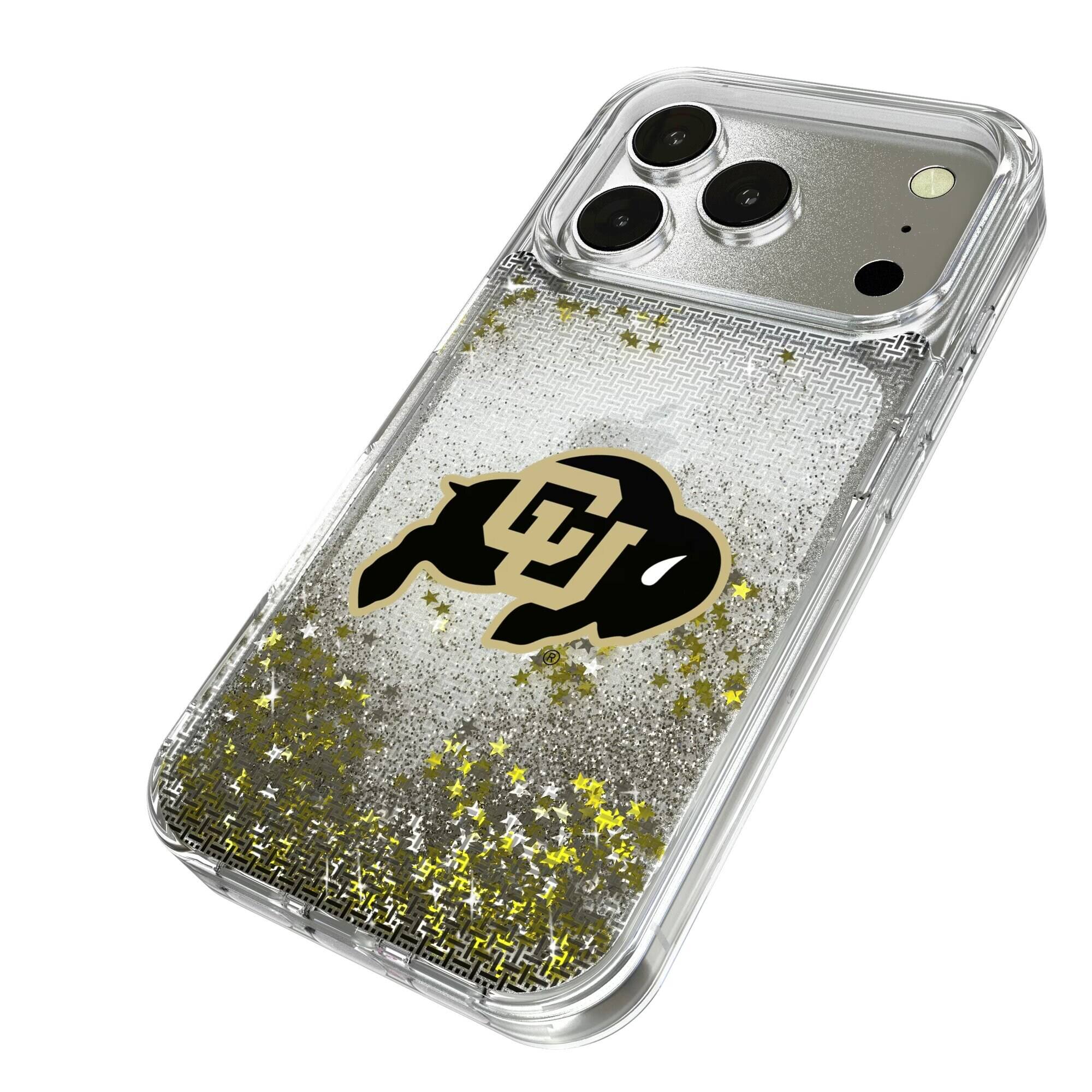 Alt View 1. Keyscaper - Colorado Buffaloes Linen Logo iPhone Glitter Case - 13 Pro Max - Multicolor.