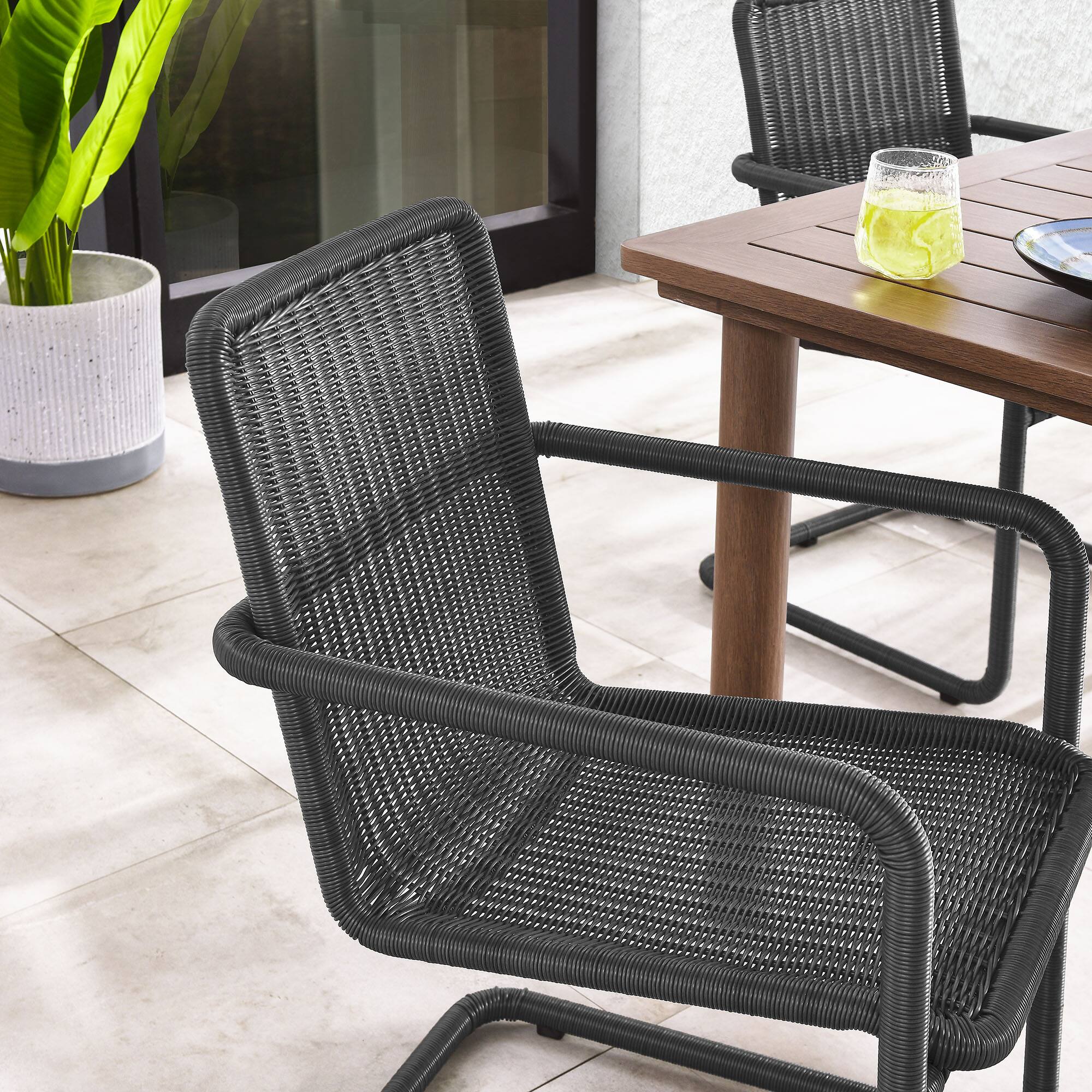 Alt View 1. Modway - Abacus Outdoor Patio Wicker Dining Chairs Set of 2 by Modway - Slate.
