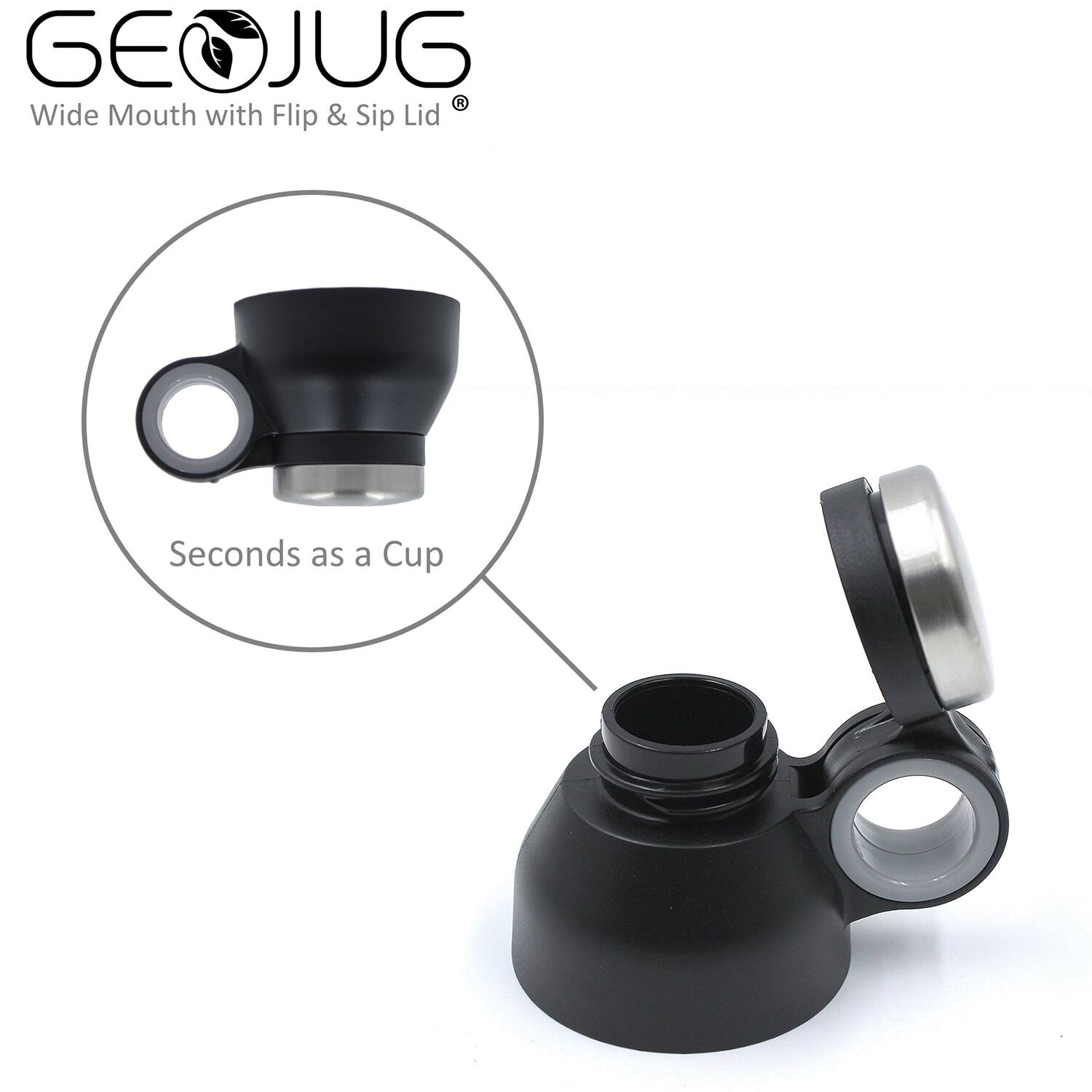 GEOJUG  
Wide Mouth with Flip & Sip Lid  

Seconds as a Cup