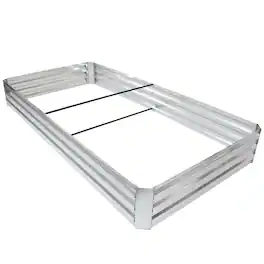 Sunnydaze - Galvanized Steel Rectangle Raised Garden Bed - 4' x 8' - Silver