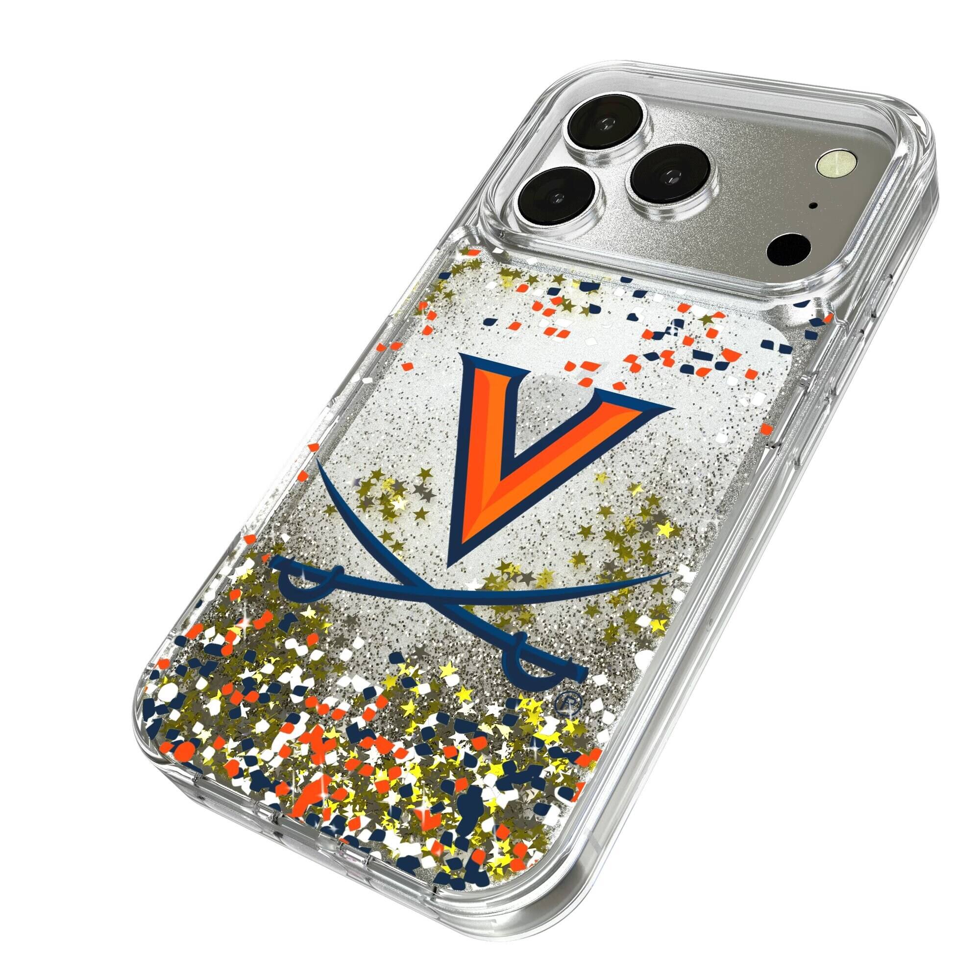 Alt View 1. Keyscaper - Virginia Cavaliers iPhone Glitter Confetti Design Case - 14 - Multicolor.